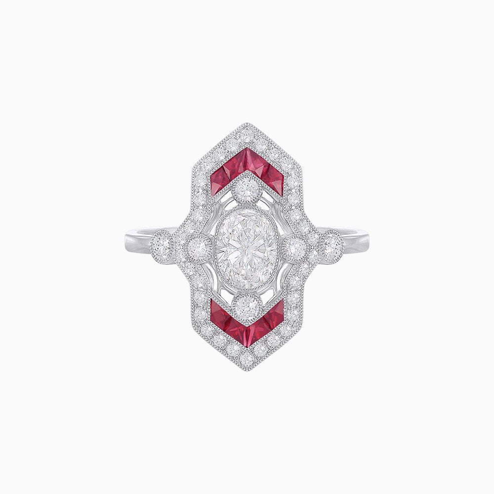 Art Deco Inspired Diamond Navette Ring - Shahin Jewelry