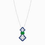 Load image into Gallery viewer, Art Deco Inspired Elongated Pendant with Diamond and Gemstone | Mounting | Without Chain - Shahin Jewelry