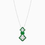 Load image into Gallery viewer, Art Deco Inspired Elongated Pendant with Diamond and Gemstone | Mounting | Without Chain - Shahin Jewelry