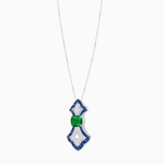 Load image into Gallery viewer, Art Deco Inspired Elongated Pendant with Diamond and Gemstone | Mounting | Without Chain - Shahin Jewelry