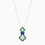Load image into Gallery viewer, Art Deco Inspired Elongated Pendant with Diamond and Gemstone | Mounting | Without Chain - Shahin Jewelry