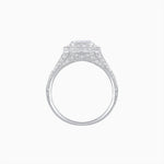 Load image into Gallery viewer, Art Deco Inspired Emerald Cut Baguette Halo Ring with Engraved Shoulders - Shahin Jewelry
