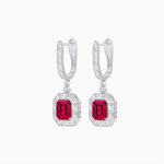 Load image into Gallery viewer, Art Deco Inspired Emerald Cut Drop Earrings with Octagonal Baguette Halos - Shahin Jewelry