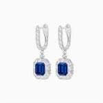 Load image into Gallery viewer, Art Deco Inspired Emerald Cut Drop Earrings with Octagonal Baguette Halos - Shahin Jewelry
