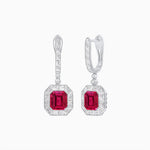 Load image into Gallery viewer, Art Deco Inspired Emerald Cut Drop Earrings with Octagonal Baguette Halos - Shahin Jewelry