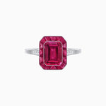 Load image into Gallery viewer, Art Deco Inspired Emerald Cut French-Cut Gemstone Halo Ring - Shahin Jewelry
