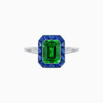 Load image into Gallery viewer, Art Deco Inspired Emerald Cut French-Cut Gemstone Halo Ring - Shahin Jewelry