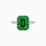 Load image into Gallery viewer, Art Deco Inspired Emerald Cut French-Cut Gemstone Halo Ring - Shahin Jewelry