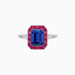 Load image into Gallery viewer, Art Deco Inspired Emerald Cut French-Cut Gemstone Halo Ring - Shahin Jewelry