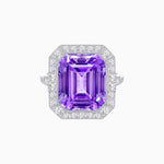 Load image into Gallery viewer, Art Deco–Inspired Emerald-Cut Gemstone Ring with Octagonal Diamond Halo - Shahin Jewelry