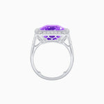 Load image into Gallery viewer, Art Deco–Inspired Emerald-Cut Gemstone Ring with Octagonal Diamond Halo - Shahin Jewelry
