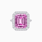 Load image into Gallery viewer, Art Deco–Inspired Emerald-Cut Gemstone Ring with Octagonal Diamond Halo - Shahin Jewelry