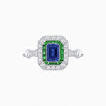 Load image into Gallery viewer, Art Deco Inspired Emerald - Cut Halo Mounting Ring - Shahin Jewelry