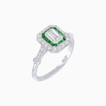 Load image into Gallery viewer, Art Deco Inspired Emerald - Cut Halo Mounting Ring - Shahin Jewelry