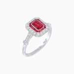 Load image into Gallery viewer, Art Deco Inspired Emerald - Cut Halo Mounting Ring - Shahin Jewelry