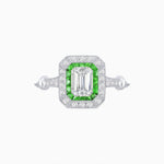 Load image into Gallery viewer, Art Deco Inspired Emerald - Cut Halo Mounting Ring - Shahin Jewelry