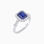 Load image into Gallery viewer, Art Deco Inspired Emerald - Cut Halo Mounting Ring - Shahin Jewelry