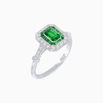 Load image into Gallery viewer, Art Deco Inspired Emerald - Cut Halo Mounting Ring - Shahin Jewelry