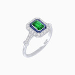 Load image into Gallery viewer, Art Deco Inspired Emerald - Cut Halo Mounting Ring - Shahin Jewelry