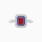 Load image into Gallery viewer, Art Deco Inspired Emerald - Cut Halo Mounting Ring - Shahin Jewelry