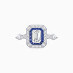 Load image into Gallery viewer, Art Deco Inspired Emerald - Cut Halo Mounting Ring - Shahin Jewelry