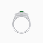 Load image into Gallery viewer, Art Deco Inspired Emerald Cut Halo Ring with Baguette Diamonds - Shahin Jewelry