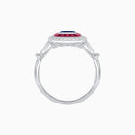 Load image into Gallery viewer, Art Deco Inspired Emerald Cut Halo Ring with Calibré Gems - Shahin Jewelry