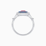 Load image into Gallery viewer, Art Deco Inspired Emerald Cut Halo Ring with Calibré Gems - Shahin Jewelry