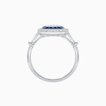 Load image into Gallery viewer, Art Deco Inspired Emerald Cut Halo Ring with Calibré Gems - Shahin Jewelry