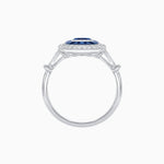 Load image into Gallery viewer, Art Deco Inspired Emerald Cut Halo Ring with Calibré Gems - Shahin Jewelry