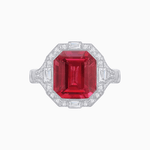 Load image into Gallery viewer, Art Deco Inspired Emerald Cut Octagonal Halo Diamond Ring - Shahin Jewelry