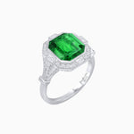 Load image into Gallery viewer, Art Deco Inspired Emerald Cut Octagonal Halo Diamond Ring - Shahin Jewelry