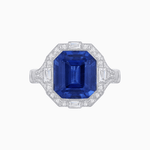Load image into Gallery viewer, Art Deco Inspired Emerald Cut Octagonal Halo Diamond Ring - Shahin Jewelry