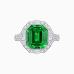 Load image into Gallery viewer, Art Deco Inspired Emerald Cut Octagonal Halo Diamond Ring - Shahin Jewelry