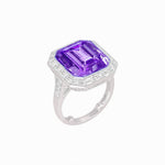 Load image into Gallery viewer, Art Deco Inspired Emerald Cut Ring with Baguette Diamond Halo - Shahin Jewelry