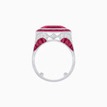 Load image into Gallery viewer, Art Deco Inspired Emerald Cut Ring with Calibré Gemstone Halo - Shahin Jewelry