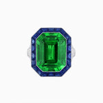 Load image into Gallery viewer, Art Deco Inspired Emerald Cut Ring with Calibré Gemstone Halo - Shahin Jewelry