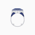 Load image into Gallery viewer, Art Deco Inspired Emerald Cut Ring with Calibré Gemstone Halo - Shahin Jewelry