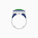 Load image into Gallery viewer, Art Deco Inspired Emerald Cut Ring with Calibré Gemstone Halo - Shahin Jewelry