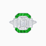 Load image into Gallery viewer, Art Deco Inspired Emerald Cut Ring with Customizable French - Cut Gemstone Accents - Shahin Jewelry