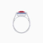 Load image into Gallery viewer, Art Deco Inspired Emerald Cut Ring with Customizable French - Cut Gemstone Accents - Shahin Jewelry