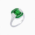 Load image into Gallery viewer, Art Deco Inspired Emerald Cut Ring with Customizable French - Cut Gemstone Accents - Shahin Jewelry