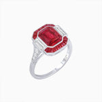 Load image into Gallery viewer, Art Deco Inspired Emerald Cut Ring with Customizable French - Cut Gemstone Accents - Shahin Jewelry