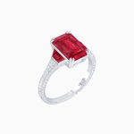 Load image into Gallery viewer, Art Deco Inspired Emerald Cut Ring with Customizable Gemstones and Hand - Engraved Shank - Shahin Jewelry