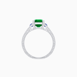 Load image into Gallery viewer, Art Deco Inspired Emerald Cut Ring with Customizable Gemstones and Hand - Engraved Shank - Shahin Jewelry