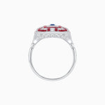 Load image into Gallery viewer, Art Deco Inspired Emerald Cut Ring with Diamonds and Gemstones - Shahin Jewelry