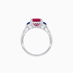 Load image into Gallery viewer, Art Deco Inspired Emerald Cut Three-Stone Ring with Tapered Baguettes - Shahin Jewelry