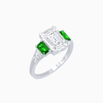 Load image into Gallery viewer, Art Deco Inspired Emerald Cut Three-Stone Ring with Tapered Baguettes - Shahin Jewelry
