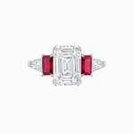 Load image into Gallery viewer, Art Deco Inspired Emerald Cut Three-Stone Ring with Tapered Baguettes - Shahin Jewelry