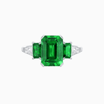 Load image into Gallery viewer, Art Deco Inspired Emerald Cut Three-Stone Ring with Tapered Baguettes - Shahin Jewelry
